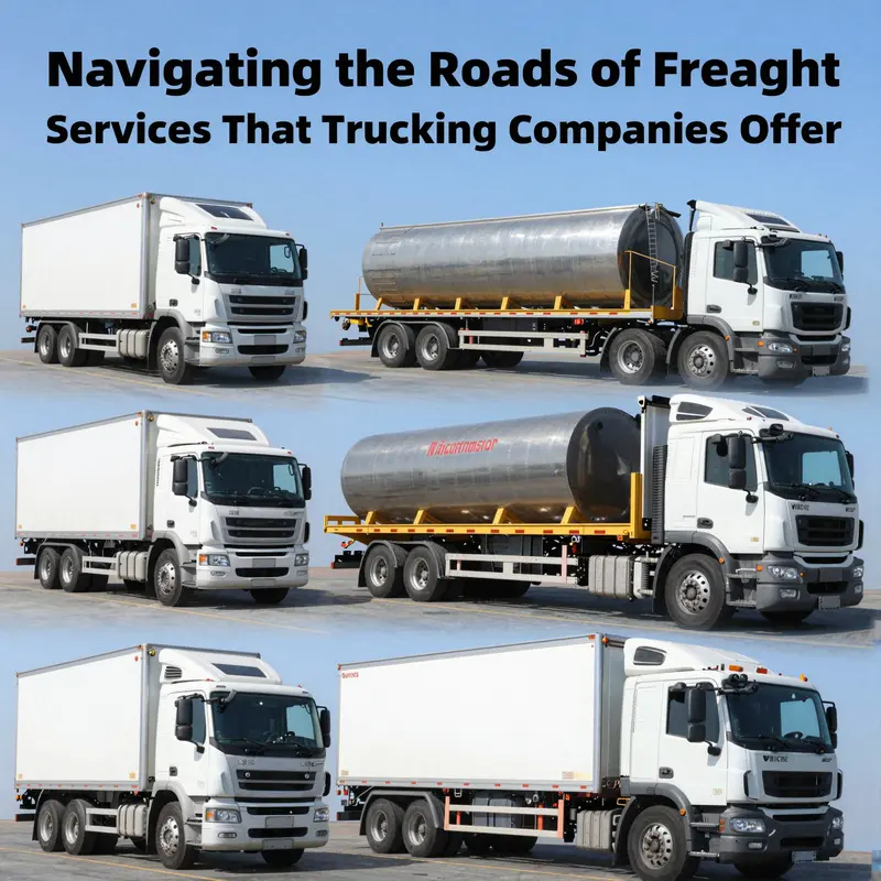 A cargo truck transporting goods along a scenic highway, representing domestic and international freight transport.