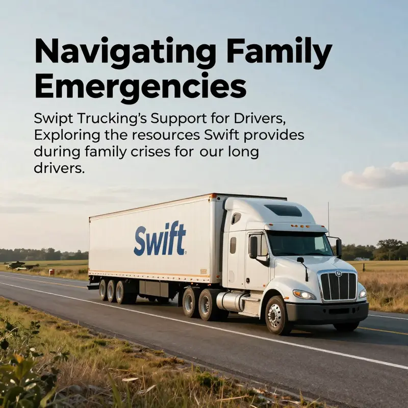 A Swift truck driving along an open highway, representing the connection between trucking and family support.