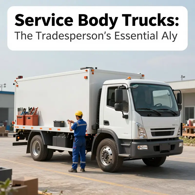Detailed structure of a service body truck showcasing its enclosed cargo area.