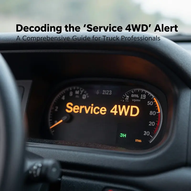 The truck dashboard displaying the ‘Service 4WD’ warning light, indicating a need for prompt attention.