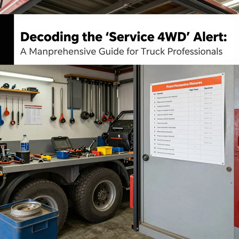 The truck dashboard displaying the ‘Service 4WD’ warning light, indicating a need for prompt attention.