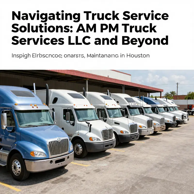 Multiple trucks queued at a repair facility in Houston, emphasizing the significance of truck servicing.