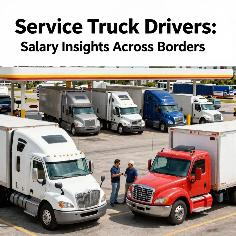 Service truck drivers at an American truck stop, representing the working environment and community within the industry.