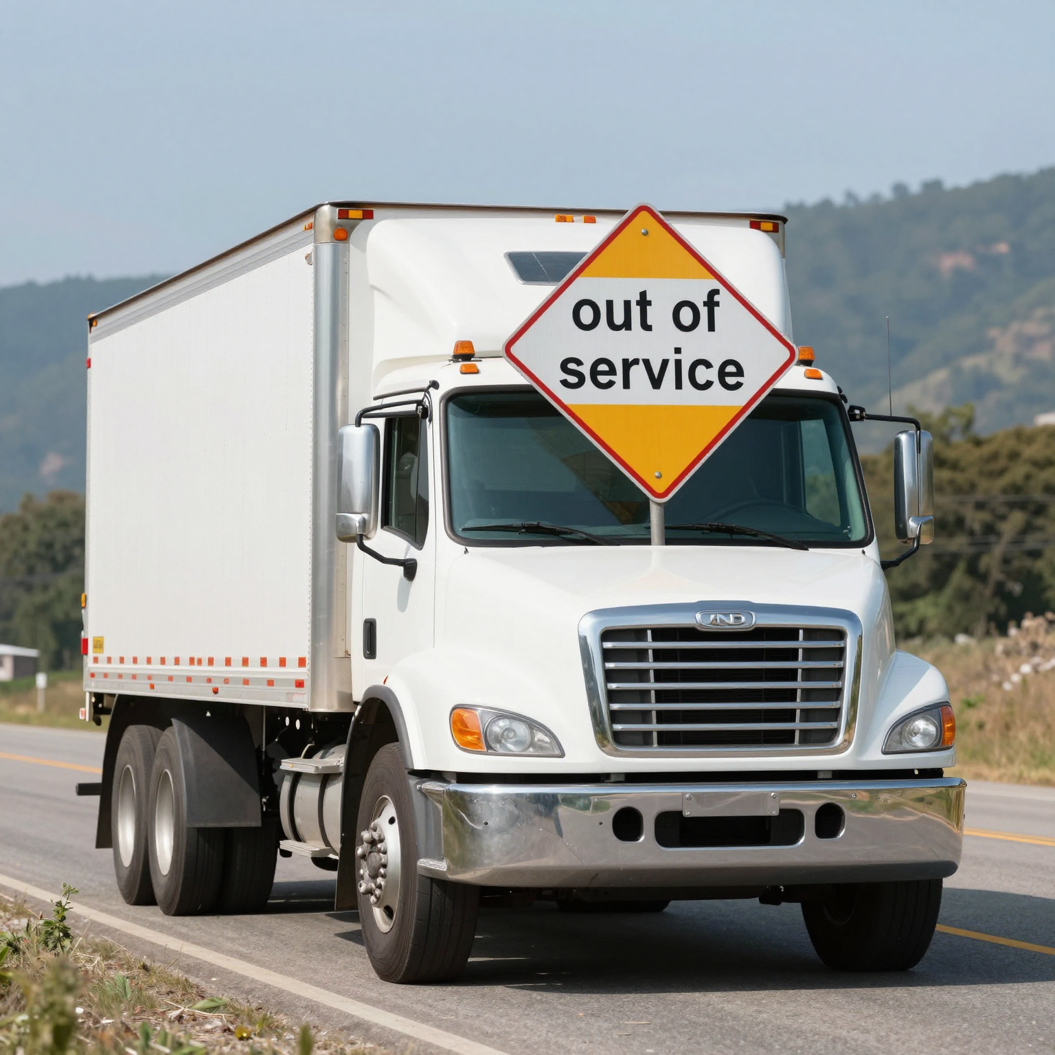 Truck parked with an 'Out of Service' sign