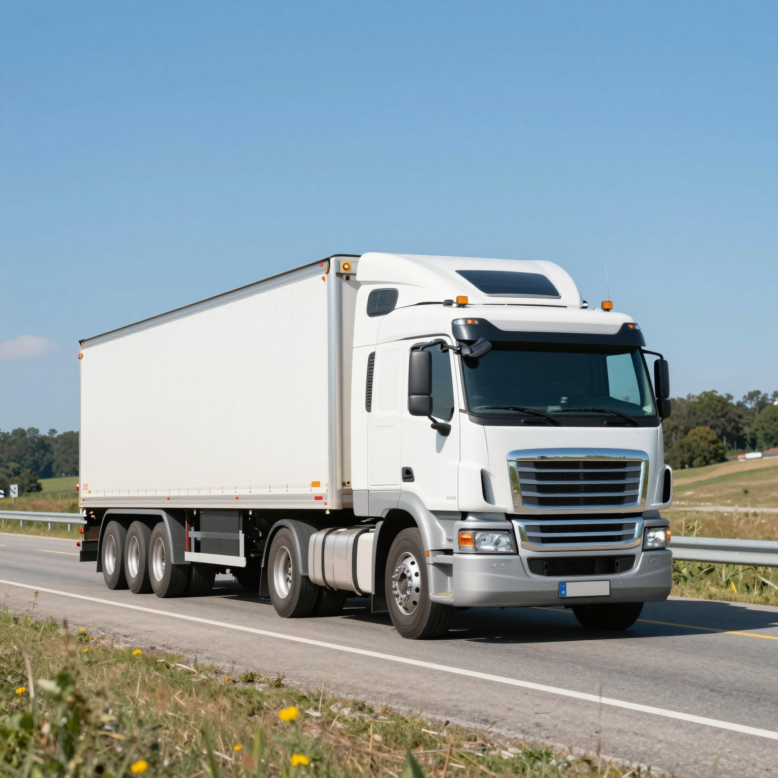 Truck driving on an open road