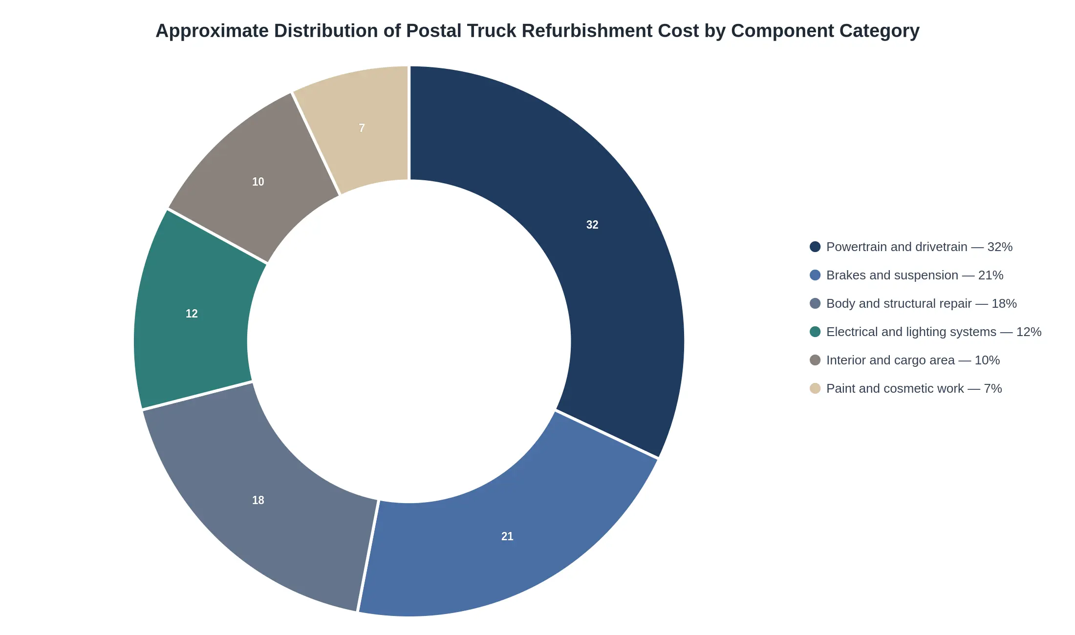 Approximate Distribution of Postal Truck Refurbishment Cost by Component Category