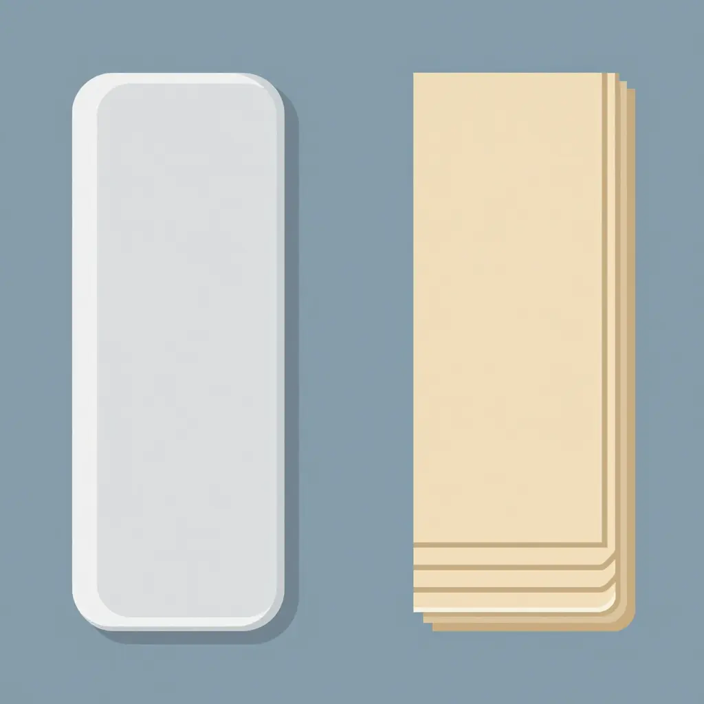 Diagram comparing ABS plastic fairing construction as a single uniform molded layer beside fiberglass fairing construction shown as multiple stacked resin-and-fiber laminate layers