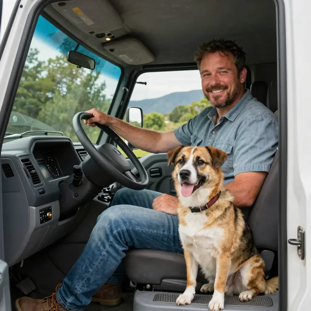 Truck Driver with Service Dog