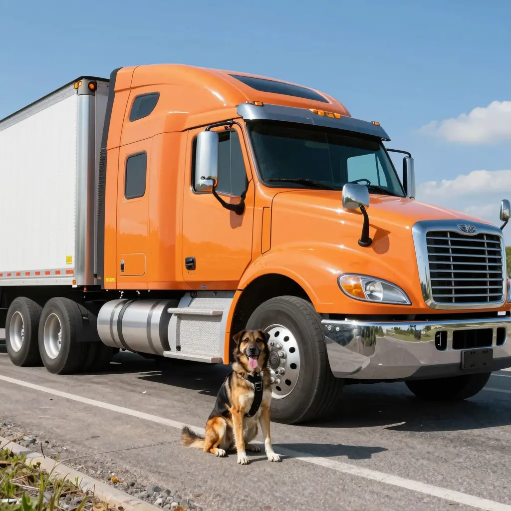 Service Dog beside a Truck