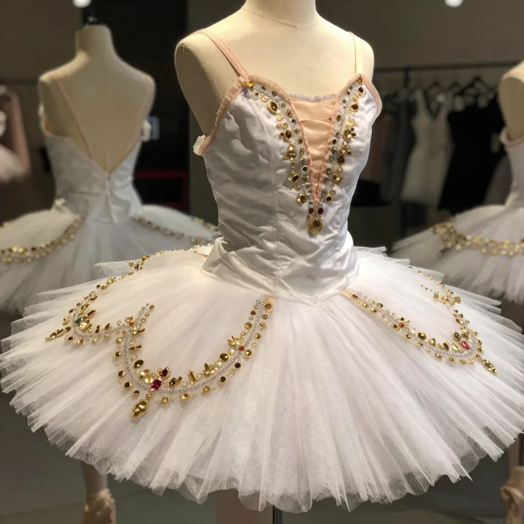 A beautiful ballet tutu on display, showcasing its craftsmanship and importance in performance.