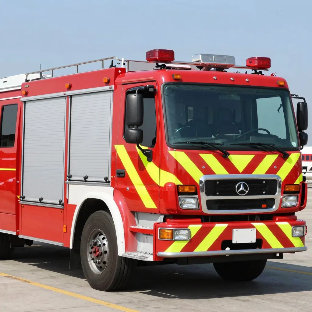 Red Airport Fire Truck with Chevrons
