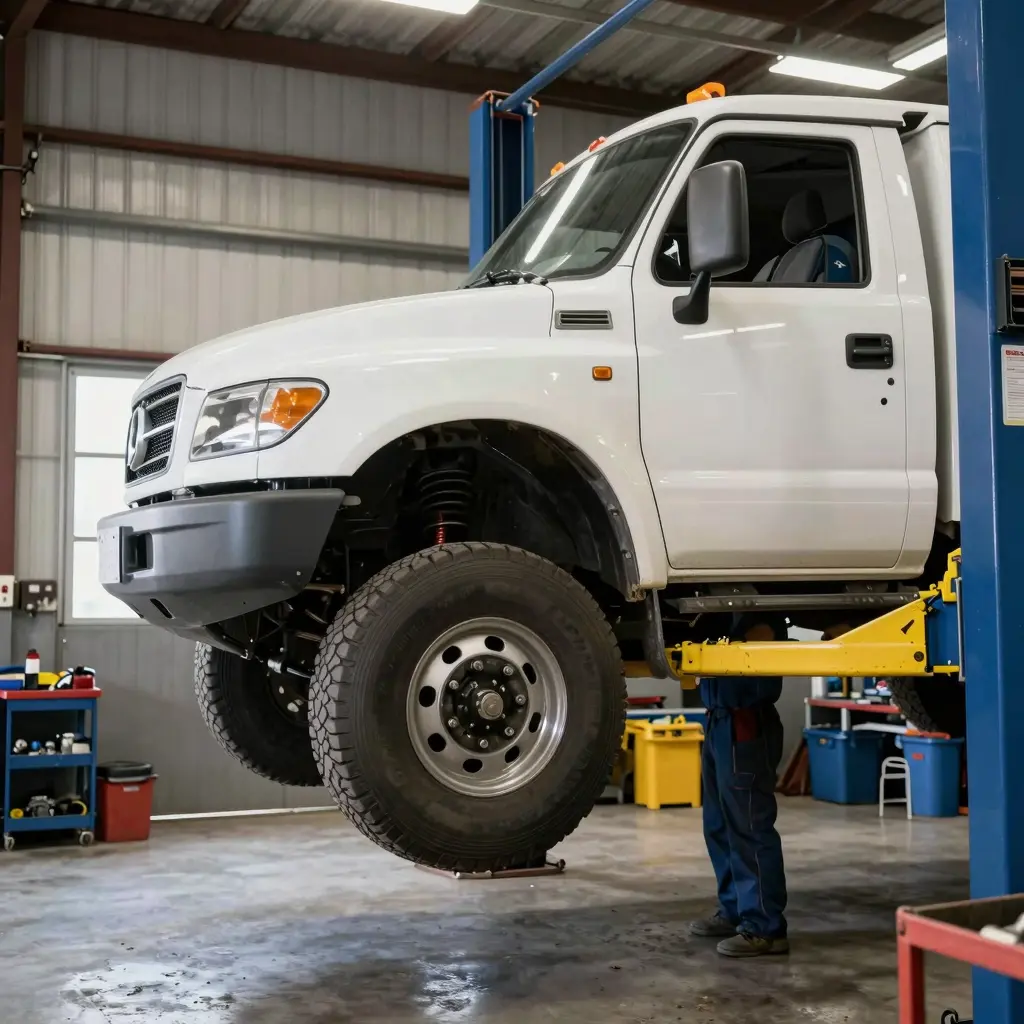 Truck undergoing 4x4 service