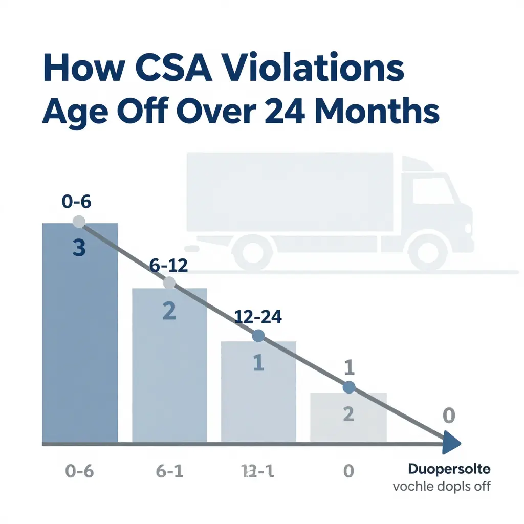 How CSA violations age off over a rolling 24-month timeline as the time weight steps from 3 to 0